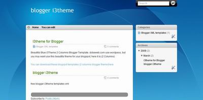 2 Columns Blogger Template(left and right sidebar) Blue i3Theme
