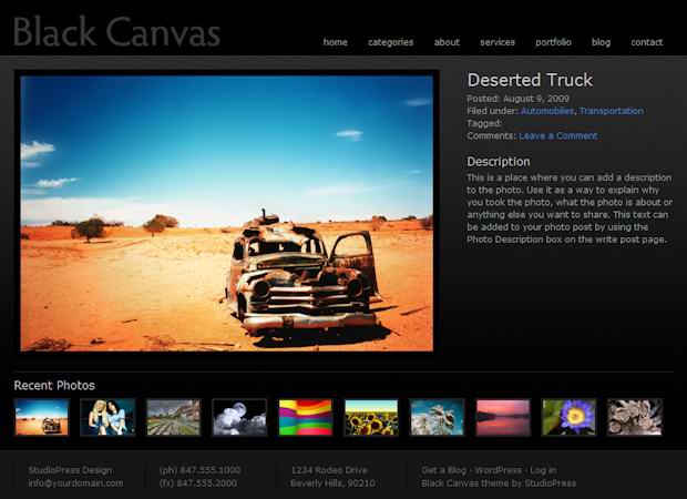 free Black Canvas WordPress Theme