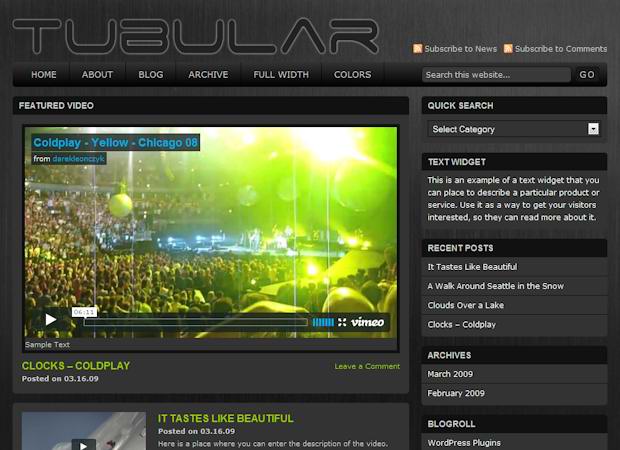 free Tubular WordPress Theme