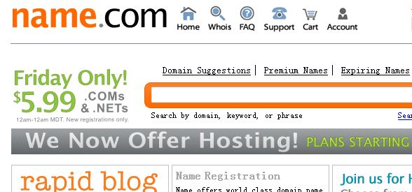 Name.com Promotion: $5.99 for .com,.net domains on Name.com