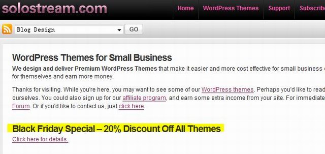 Solostream Discount Code 20% off on all Solostream Wordpress Themes