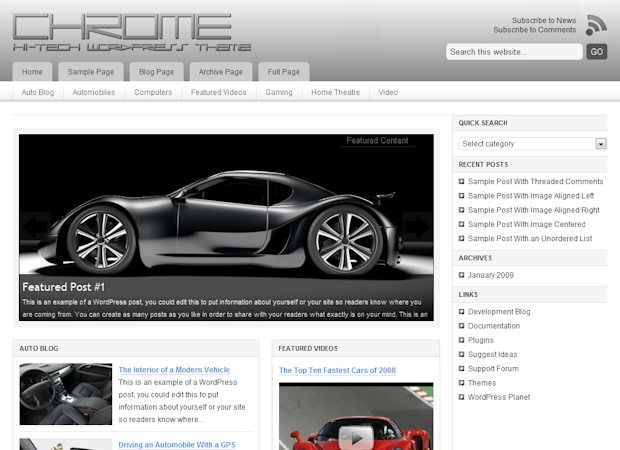 Studiopress Chrome Theme and Example Website