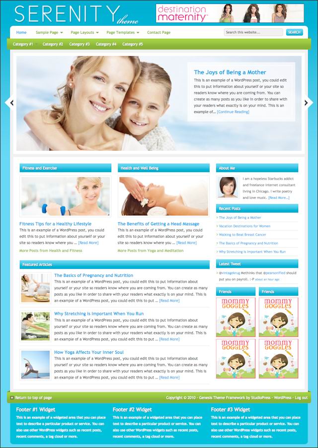 Serenity Child Theme for Studiopress Genesis