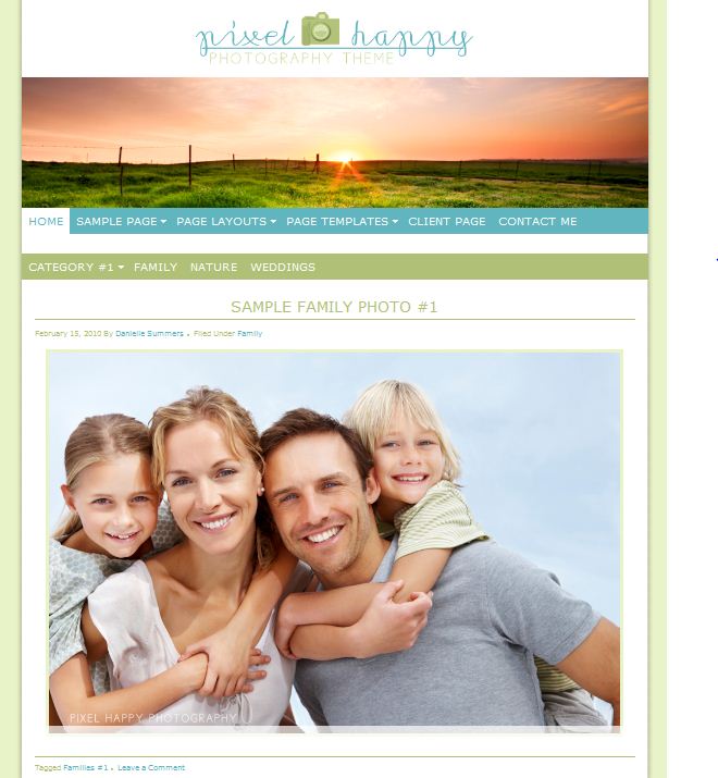 1 Column Clean Photo Wordpress Theme for Photobloggers Pixel Happy Theme