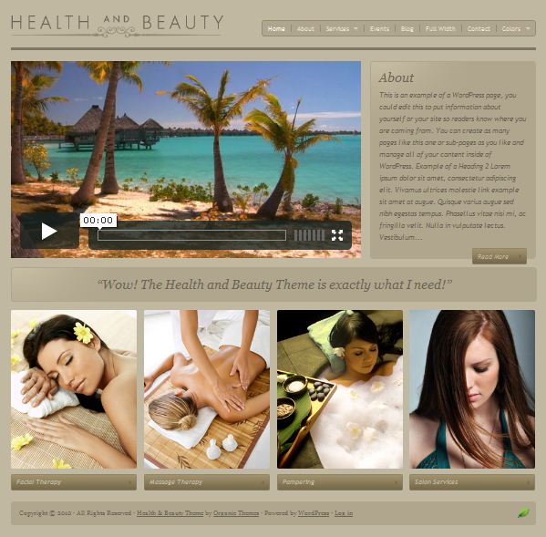 Salon,SPA,Massage Wordpress Theme:Health and Beauty Theme