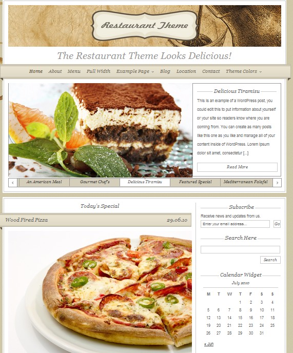 New Restaurant WordPress Theme from Organic Themes